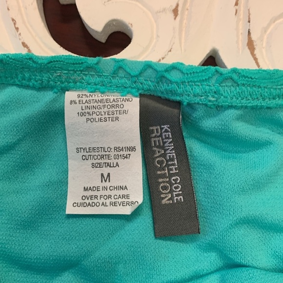 Kenneth Cole Reaction Crochet Detail SGL Aqua Green Bikini Bottoms Size M NWT - Picture 6 of 10